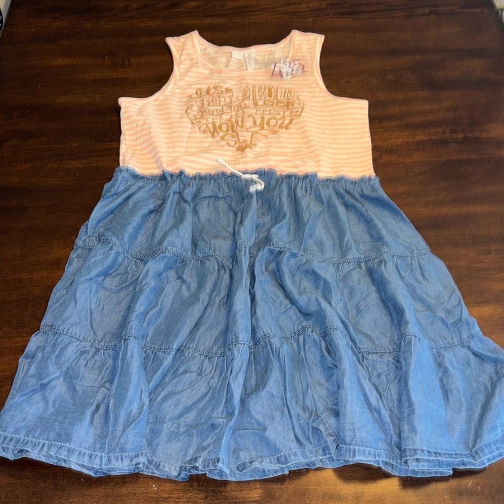 Matilda Jane Hello Lovely Chic and Chambray Twirl Dress Tween 435 Size 14 NEw